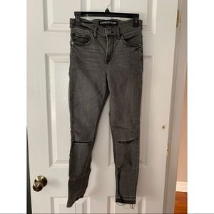 Express distressed dark grey jeans